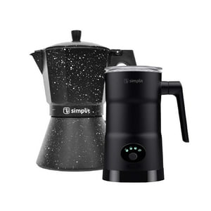 Pack Cafetera Italiana 12 Tz +Espumador 4 En 1 Negro Simplit Negro