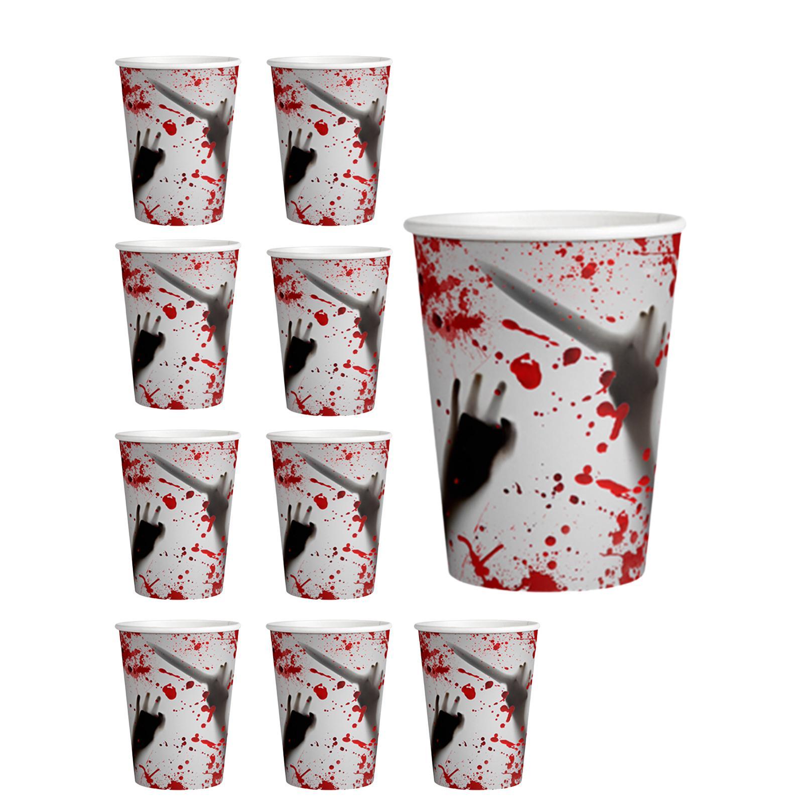 Magideal - 10 Vasos De Papel Desechables Para Decoración De Mesa De Fiesta, Decoración Navideña, Vasos De Halloween Aterradores, Juego De Vajilla Para Decoración