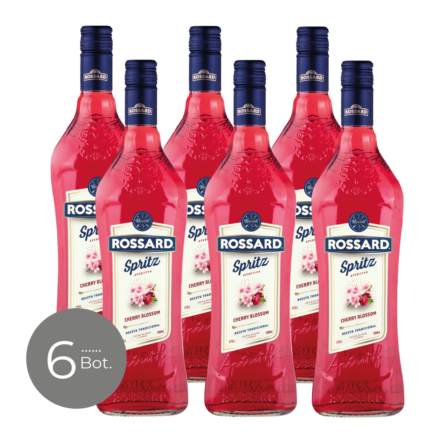 Rossard - Pack X 6 Licor Spritz Cherry Blossom - Coctel 1000 Cc