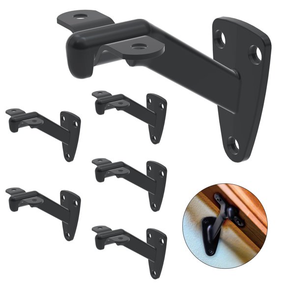Soportes para pasamanos NACETURE de 3" resistentes, negros, 6 piezas