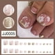 thumbnail image 2 of 24pcs Sparkling Golden Glitter Flower Press On Toenails with Rhinestone Design - Glossy Full Cover Short Square False Toenails for Women and Girls, 2 of 2