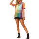 thumbnail image 2 of INSPIRE CHIC Camiseta de Malla para Mujer Cubierta de Fiesta Manga Corta Transparente Tops M Rosa Arcoíris, 2 of 6