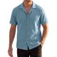 thumbnail image 1 of INSPIRE CHIC Camisa Texturizada de Hombre Manga Corta Abotonada Camisas de Playa de Verano 2XL Azul, 1 of 5