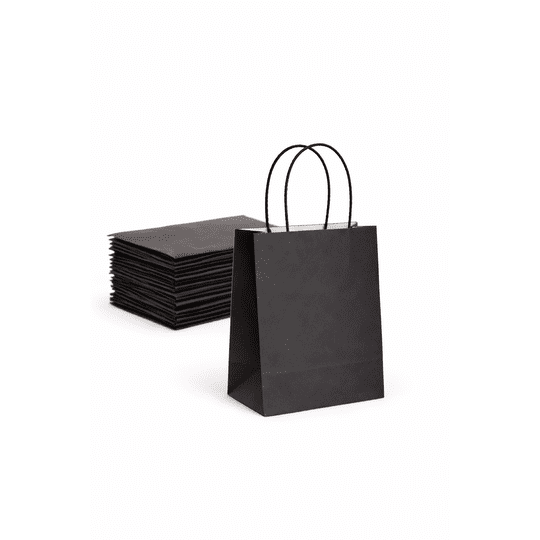 Gaune - Bolsas De Papel Kraft 16x21 Con Manillas Negra (25 Unidades)