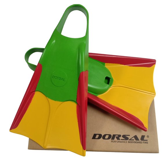Aletas de Natación DORSAL Medianas Verde/Rojo/Amarillo US 8.5-9.5