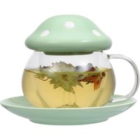 Veat00L - 1 Juego De Tazas Y Platos De Setas Con Tapa Y Plato, Tazas De Leche De Camelia, Tazas De Café, Tazas De Setas Con Tapa, Tazas De Té Filtrantes