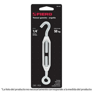 Tensor Ojo Gancho 1/4"" / 50Kg - Fiero