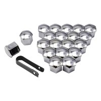 Magideal - 20 Cubiertas Protectoras Para Tuercas De Rueda De Coche, Decoración Exterior, Universales, Con Herramienta De Clip, Antióxido, Para Pernos De Neumátic Plata 21Mm