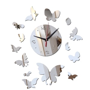 Bothyi - Reloj De Pared Moderno Geométrico Silencioso Diy Espejo Acrílico Para Oficina Hogar Argent