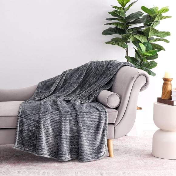 Manta EcoThread Plush 127x178 cm Gris Dobby Reversible