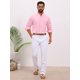 thumbnail image 2 of INSPIRE CHIC Camisa Guayabera Cubana para Hombre de Manga Larga con Botones Abajo Camisas Casuales de Verano para la Playa M Rosa, 2 of 5