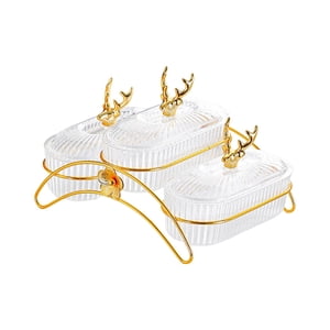 Magideal - Plato De Ensalada De Frutos Secos, Platos Para Aperitivos Con Tapa, Organizador De Decoración Del Hogar Con Soporte, Bandeja Para Servir Aperitivos De Claro