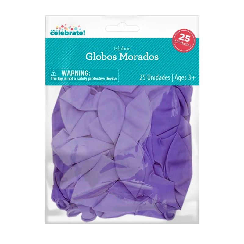 Set 25 Globos De Látex Color Morado Way to celebrate