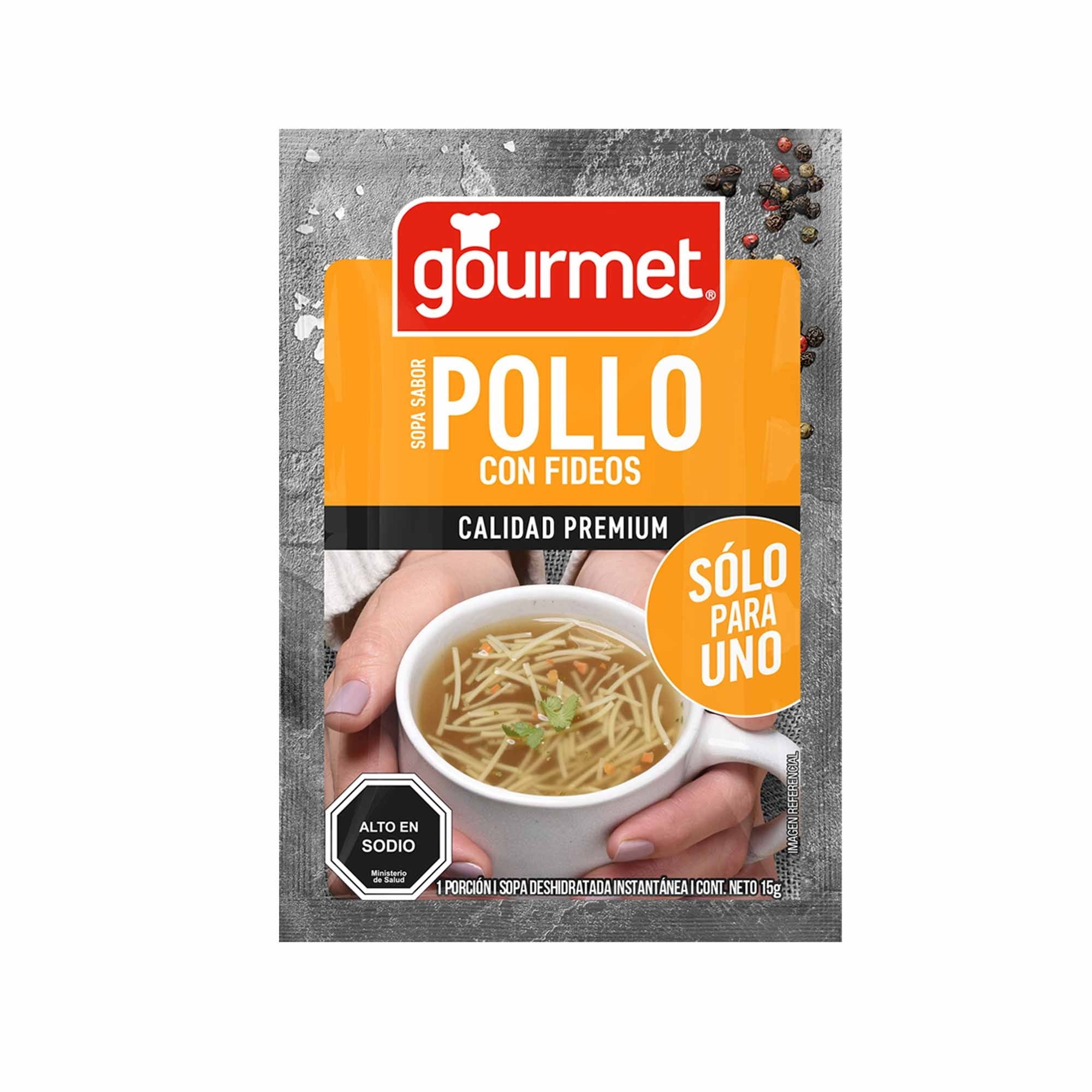 Sopa Individual Sabor Pollo Con Fideos Sobre 15 g Gourmet