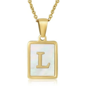 Collar Heshpaws Shell Initial A-Z Letra Oro Amarillo 18 In