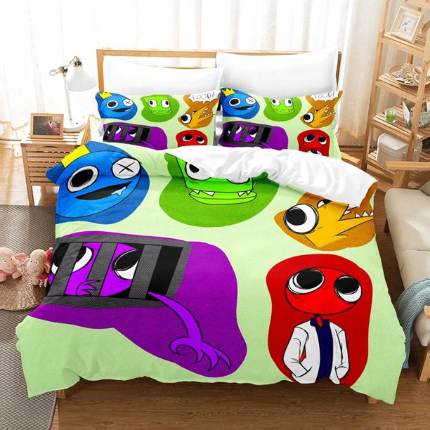 R-Rainbow Friends Bedding Sets 3D Kids Duvet Cover Set With Pillowcase Twin Full Queen King Bedclothes Bed Linen For Boys GirlsBed Sheets