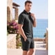 thumbnail image 4 of INSPIRE CHIC Conjunto de 2 Piezas para Hombre Camisa con Botones y Textura Jacquard y Pantalones Cortos con Cordón S Negro, 4 of 5