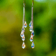 thumbnail image 1 of 1pair Elegant Long Teardrop Zircon Dangle Earrings - 925 Silver Plated Anniversary Gift for Women and Girls - Perfect for Valentine's Day and Holiday Gifting, 1 of 5