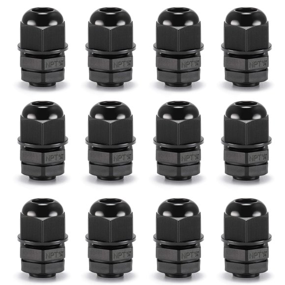 Prensaestopa QILIPSU 1/4" NPT impermeable IP68 de nylon, 12 piezas