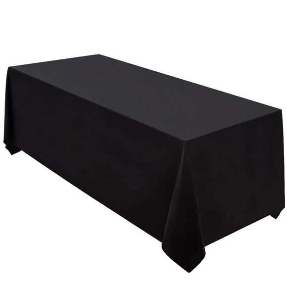 Mantel Surmente de poliéster negro, 229 x 396 cm, para boda