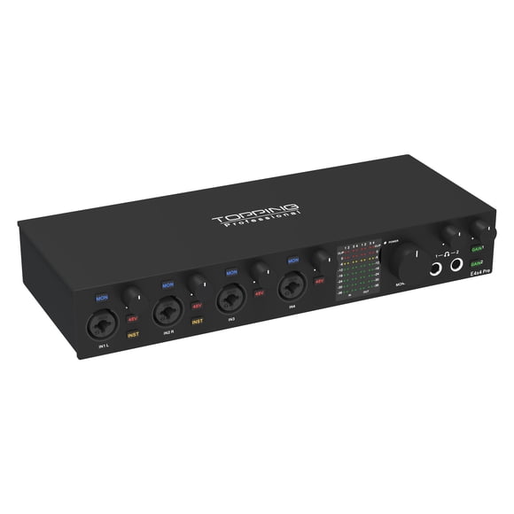 Interfaz de audio TOPPING E4X4 Pre 4 entradas/4 salidas USB‑C 24 bit