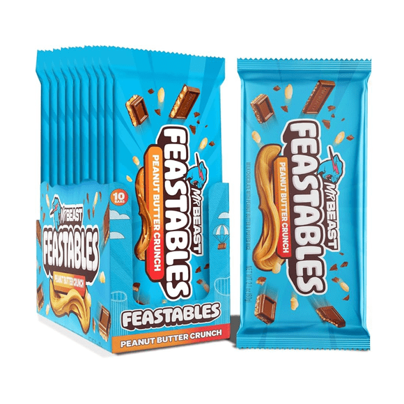 Barritas Mr. Beast Crunch Mantequilla Maní Feastables 10 x 60 g