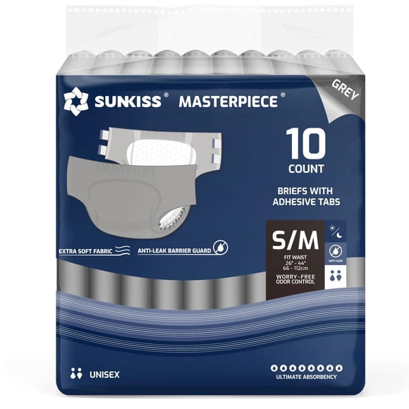 Pañales SUNKISS Masterpiece S/M gris - 10 unidades