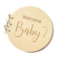 Magideal - Libro De Visitas Para Baby Shower, Cubierta De Madera, Letrero Para Invitados, 40 Páginas, Libro De Recuerdos Para Bebé, Diario De Registro, Álbum De