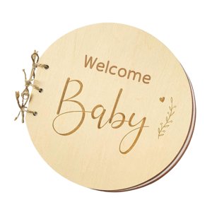 Magideal - Libro De Visitas Para Baby Shower, Cubierta De Madera, Letrero Para Invitados, 40 Páginas, Libro De Recuerdos Para Bebé, Diario De Registro, Álbum De