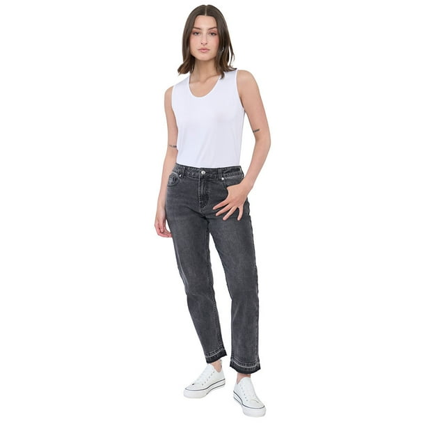 Jeans Mujer Straight Fit Negro Corona