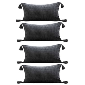 Genérico - Pack De 4 Fundas De Cojin Chenille Con Borlas 30X50 Gris