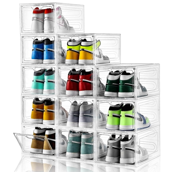 Caja para guardar zapatos INSTY, grande, paquete de 12, con puerta magnética transparente