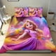 thumbnail image 1 of Enredados, Princesa Rapunzel Conjunto de sábanas temático, trío de piezas, cómodo y amigable con la piel, diseño único, regalo de decoración para el hogar para familiares, amigos y fans,173cm *218cm, 1 of 6