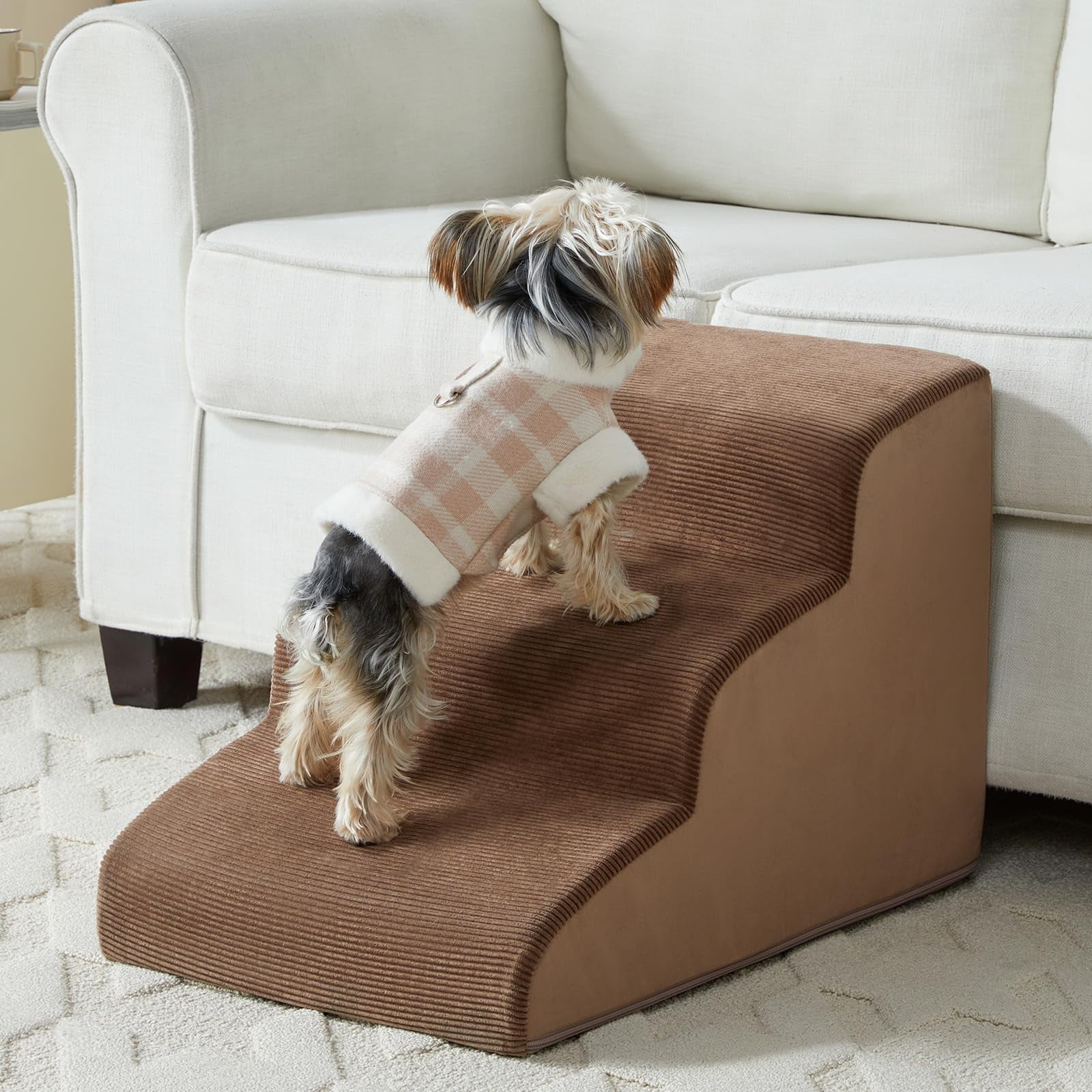 Escalera para Perros LEXTRO de 3 Peldaños de Espuma Antideslizante de 40 cm de Altura