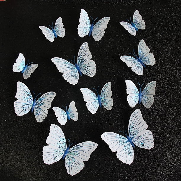 12pcs 3D Imitation Butterfly Wall Stickers, Glitter Butterfly Stickers, Room Wall Decor