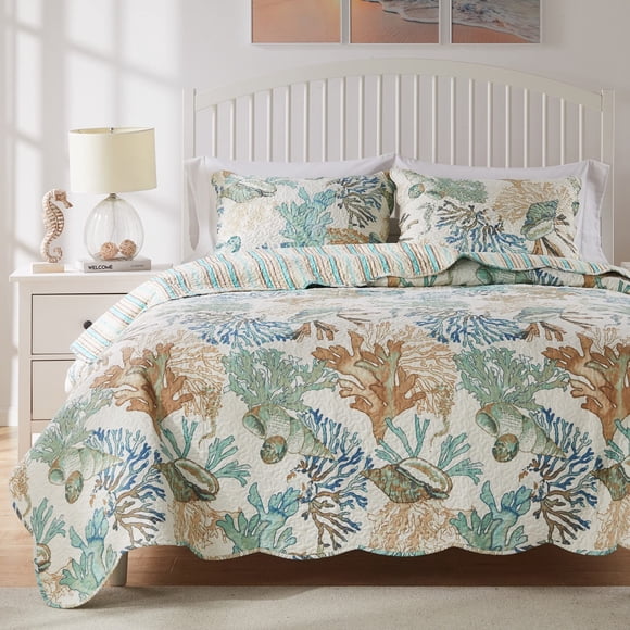 Set de edredón Greenland Home Atlantis Coastal Sea Coral Twin/XL