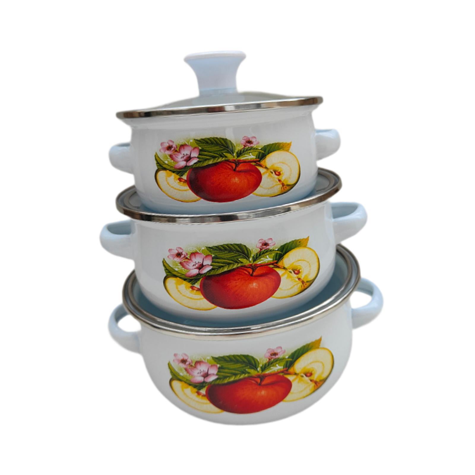 Bothyi - Juego De 3 Ollas Esmaltadas Para Cocinas De Inducción Y Gas C