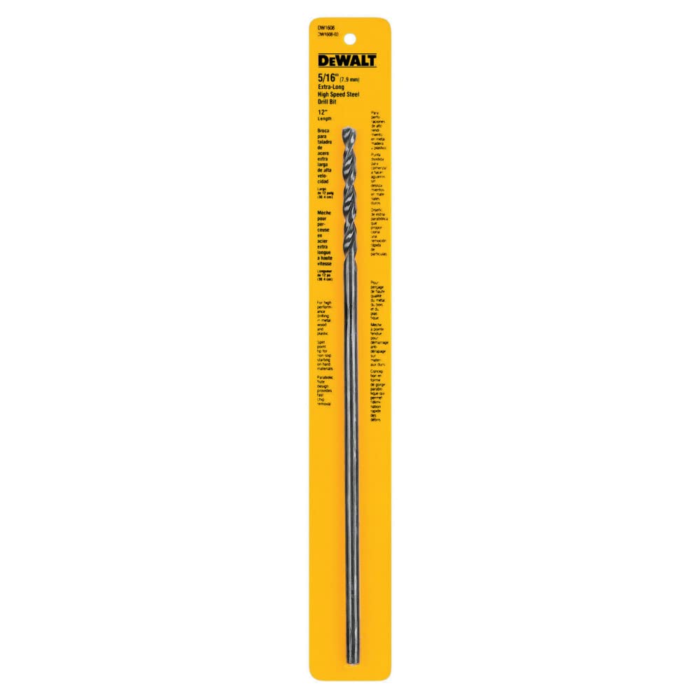 Broca Dewalt Dw1608, Extra Larga, 8 Mm X 30 Cm, Color Negro Oxidado