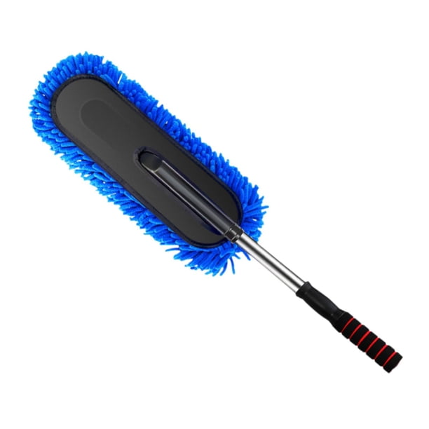 Telescópico Carretería Mop de lavado de automóvil Cepillo de tierra Polvo Cepillo limpio Herramienta de extracción de polvo para camiones Estantes de Azul y Chenille