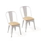 thumbnail image 1 of Pack 2 Sillas Comedor Terraza Exterior Tolix Metal Madera Natural Apilables Industrial Blancas, 1 of 8