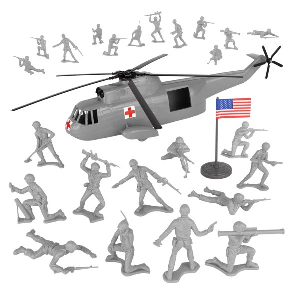 Conjunto de juego Army Men Tim Mee Toy 33 cm gris 26 piezas