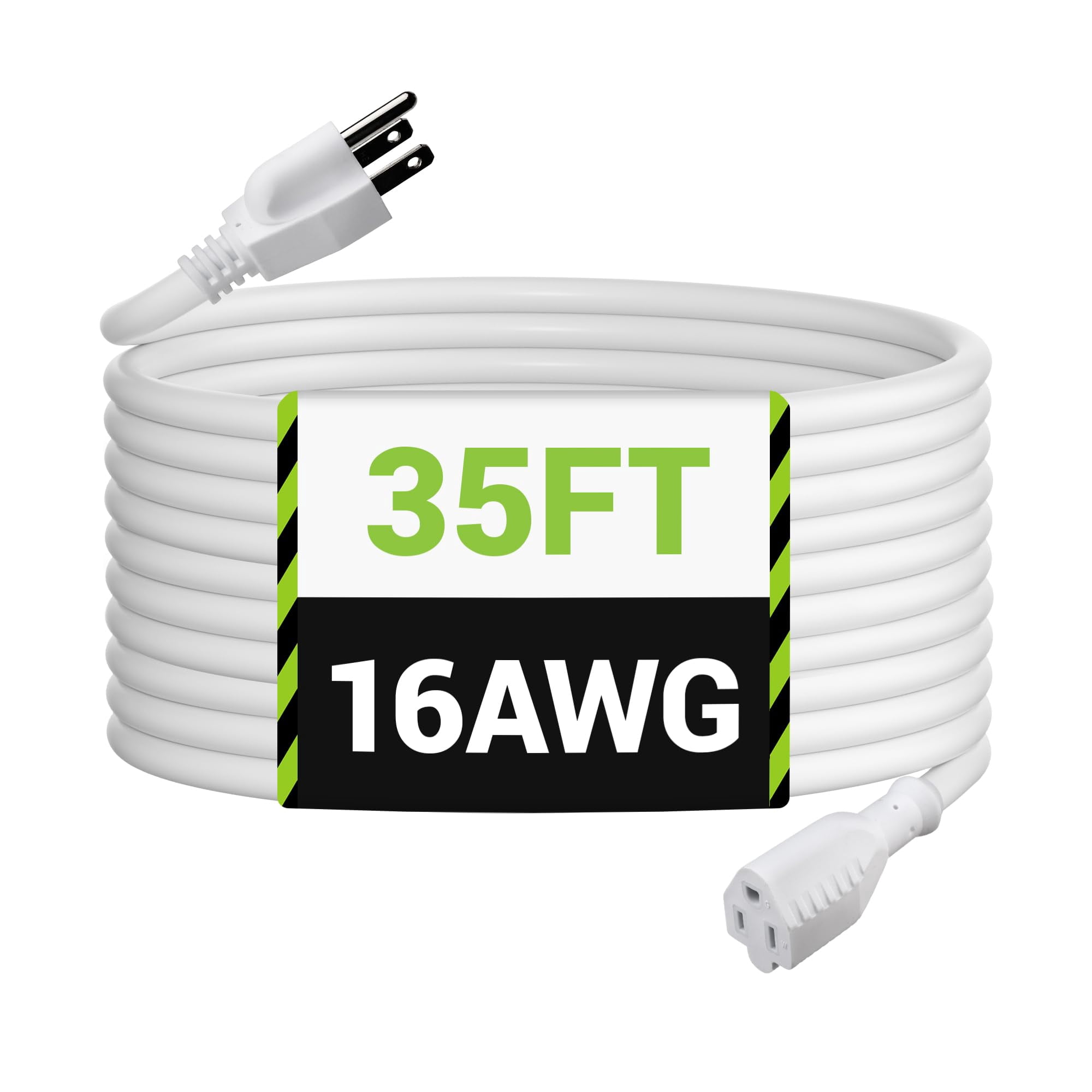 Cable De Extensión Para Exteriores Bn-link, 35 Pies, 3 Puntas, Calibre 16, Blanco