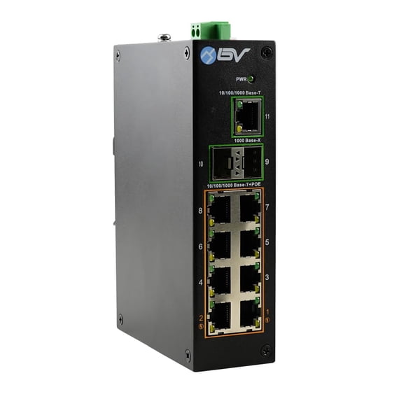Switch BV-Tech de escritorio no administrado de 11 puertos, 8 PoE, 120 W en total