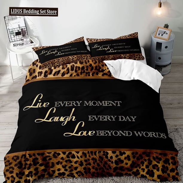 x2543 Bed SheetsLeopard Print Duvet Cover Set Cheetah Bedding Sets Geometric Comforter Cover African Safari Animal Quilt Cover Room Decor 3-Piece Bedding Set (1 Duvet Cover + 2 Pillow Shams) nj2543