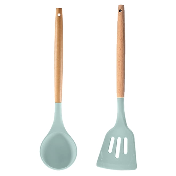 Juego de utensilios de cocina de 2 piezas, de madera, fáciles de limpiar, antiadherentes.