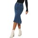 thumbnail image 4 of INSPIRE CHIC Falda de Mujer Vuelta al Cole Fishtail Bodycon de Cintura Alta Midi Jean Denim Falda Azul Oscuro M, 4 of 6