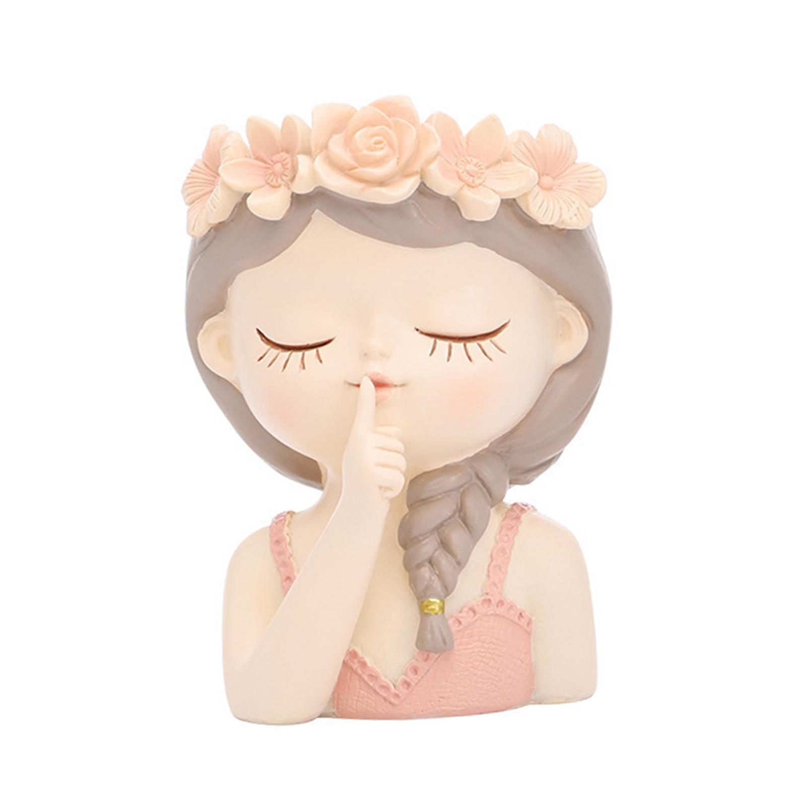 Magideal - Macetero De Cabeza, Bonito Adorno Para Maceta, Regalo Artesanal, Soporte Para Bolígrafo, Maceta De Resina Para Flores, Maceta De Escritorio Para Patio Estilo B