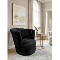 Muebles New - Sitial Flor Giratorio Negro Felpa