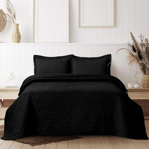 Genérico - Cubrecama Quilt Verano 2 Plazas Negro-45