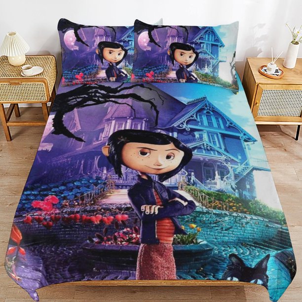 Coraline Duvet Cover Set 3 Piece Bedding Set Double Sided Printing Decorative Comforter Cover Set